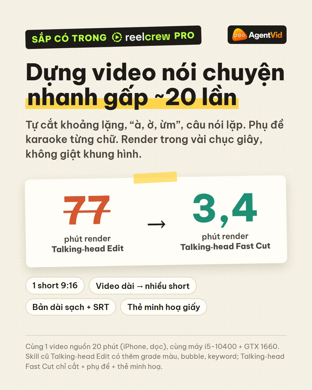 Dựng video nói chuyện nhanh gấp ~20 lần