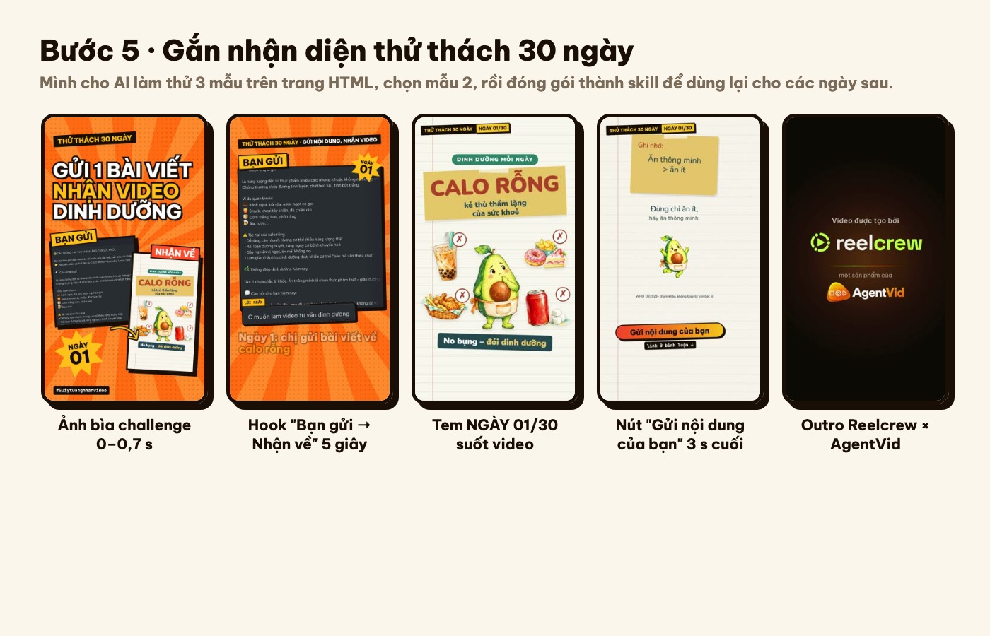 Các phần nhận diện thử thách 30 ngày gắn vào video