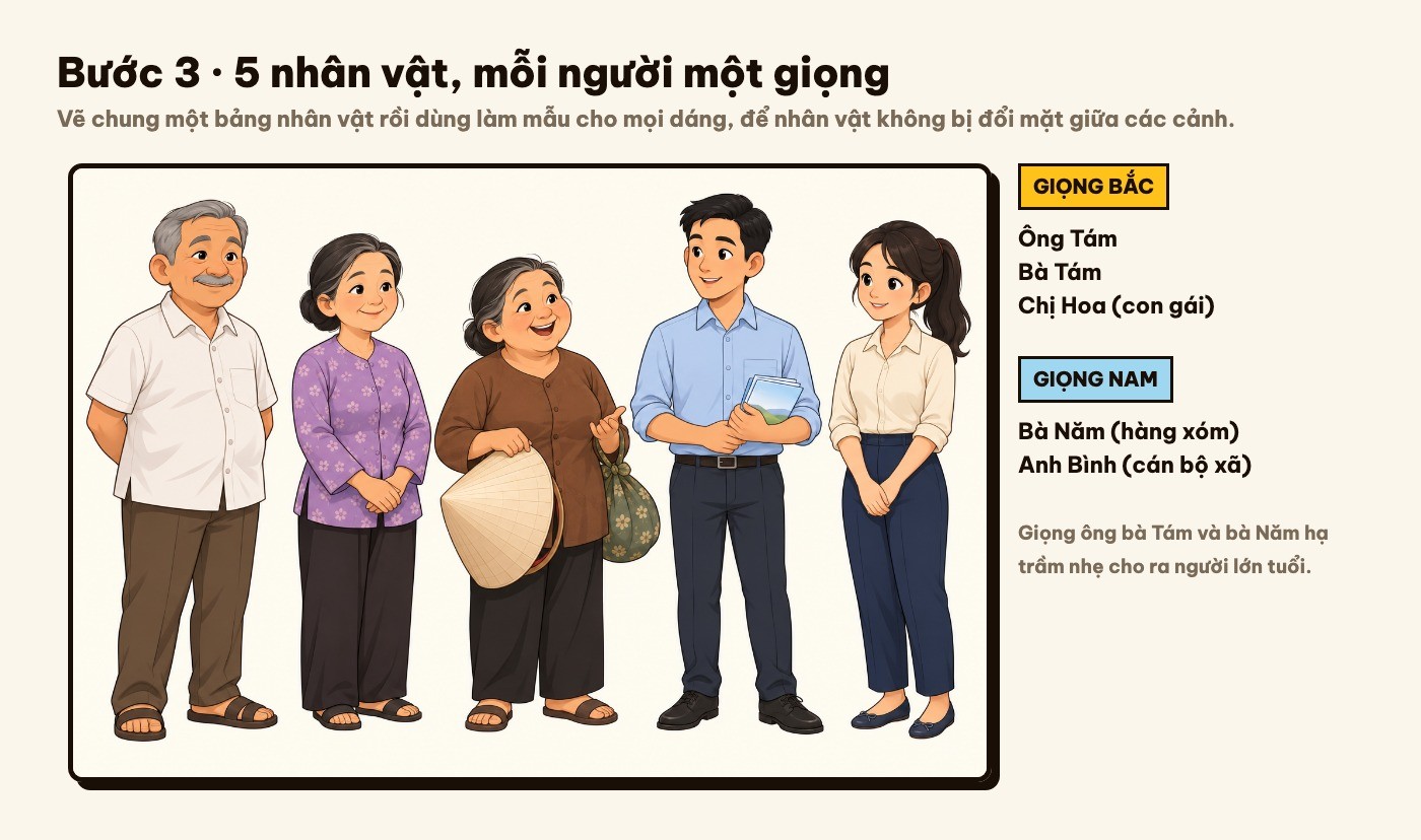 Bảng 5 nhân vật và cách chia giọng Bắc, giọng Nam