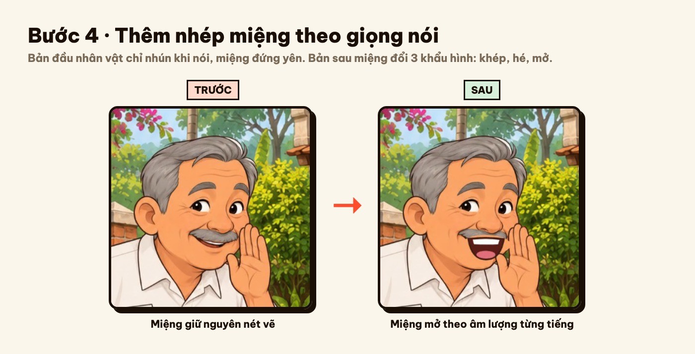 Ông Tám trước và sau khi thêm nhép miệng