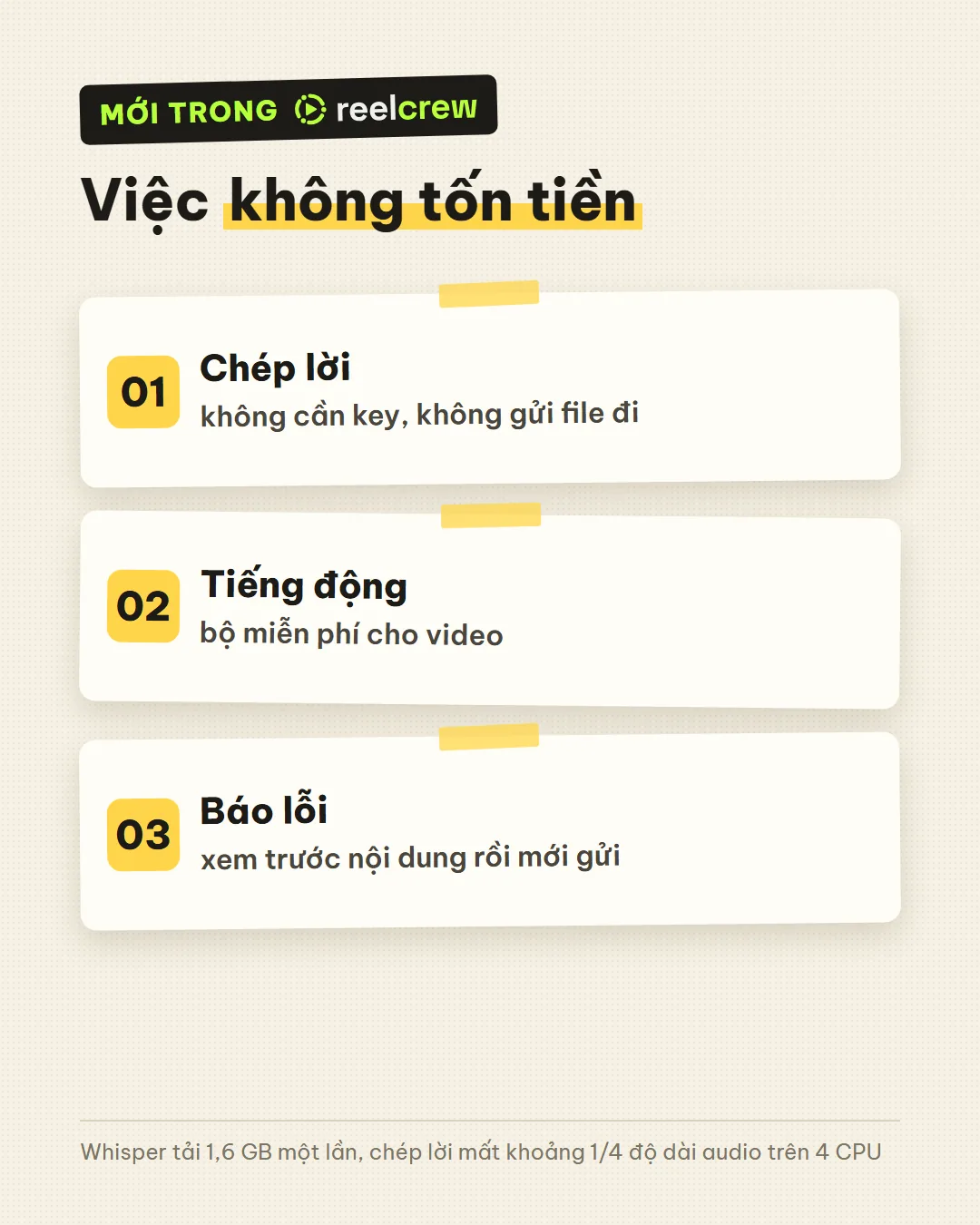 Transcription, sound effects, bug reports: free